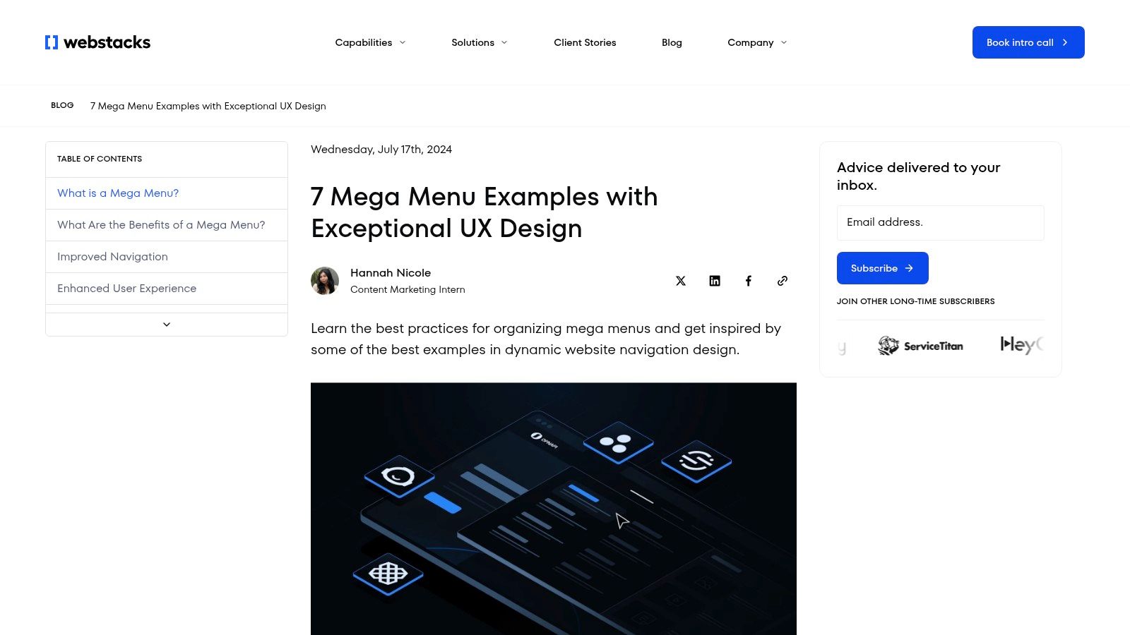 Webstacks mega menu examples blog