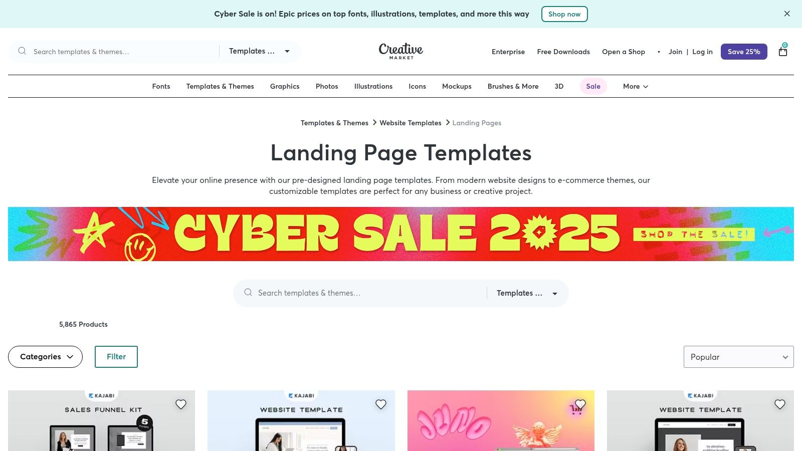 Creative Market – Landing Page Templates