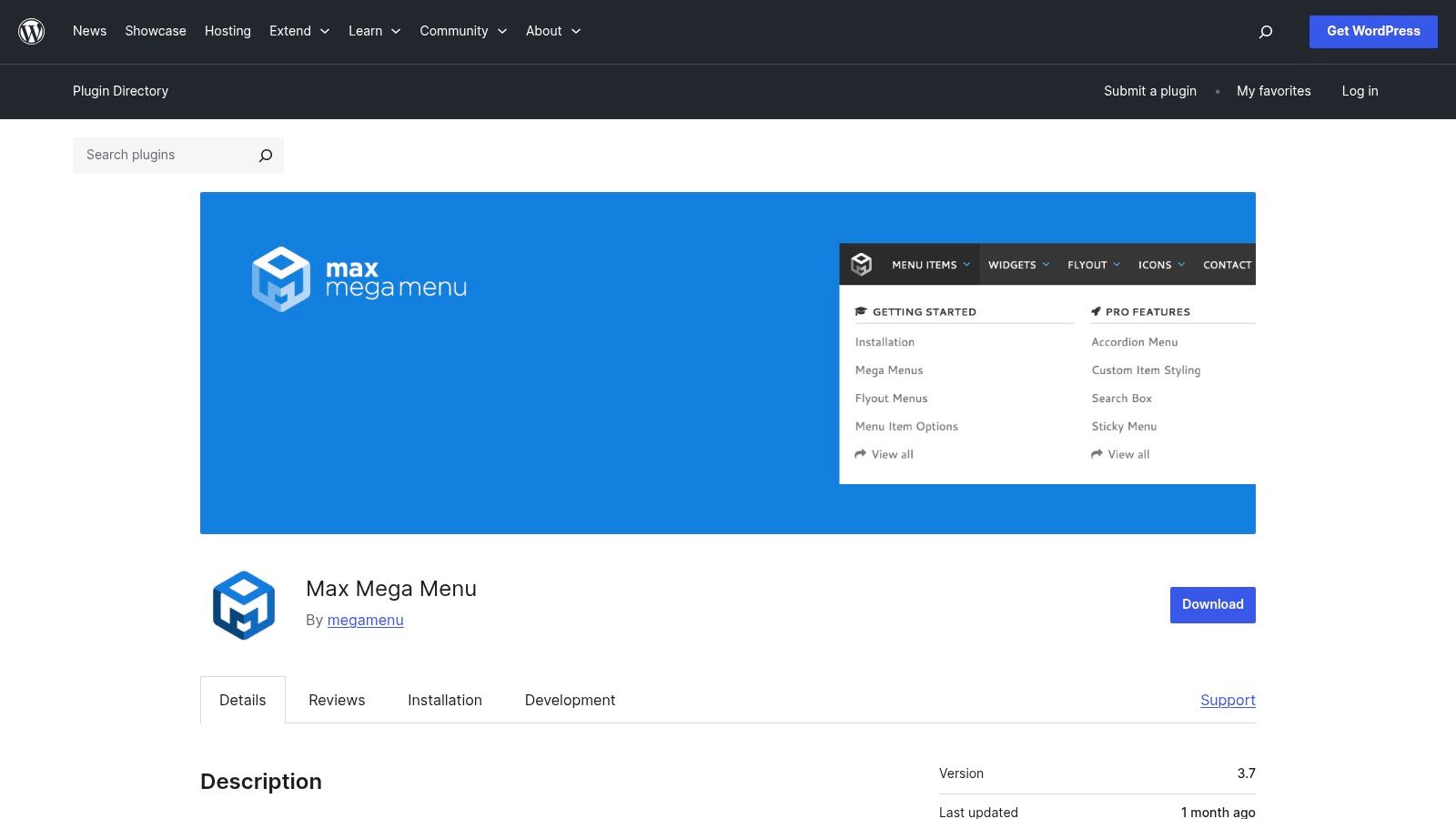 WordPress.org Plugin Directory — Max Mega Menu
