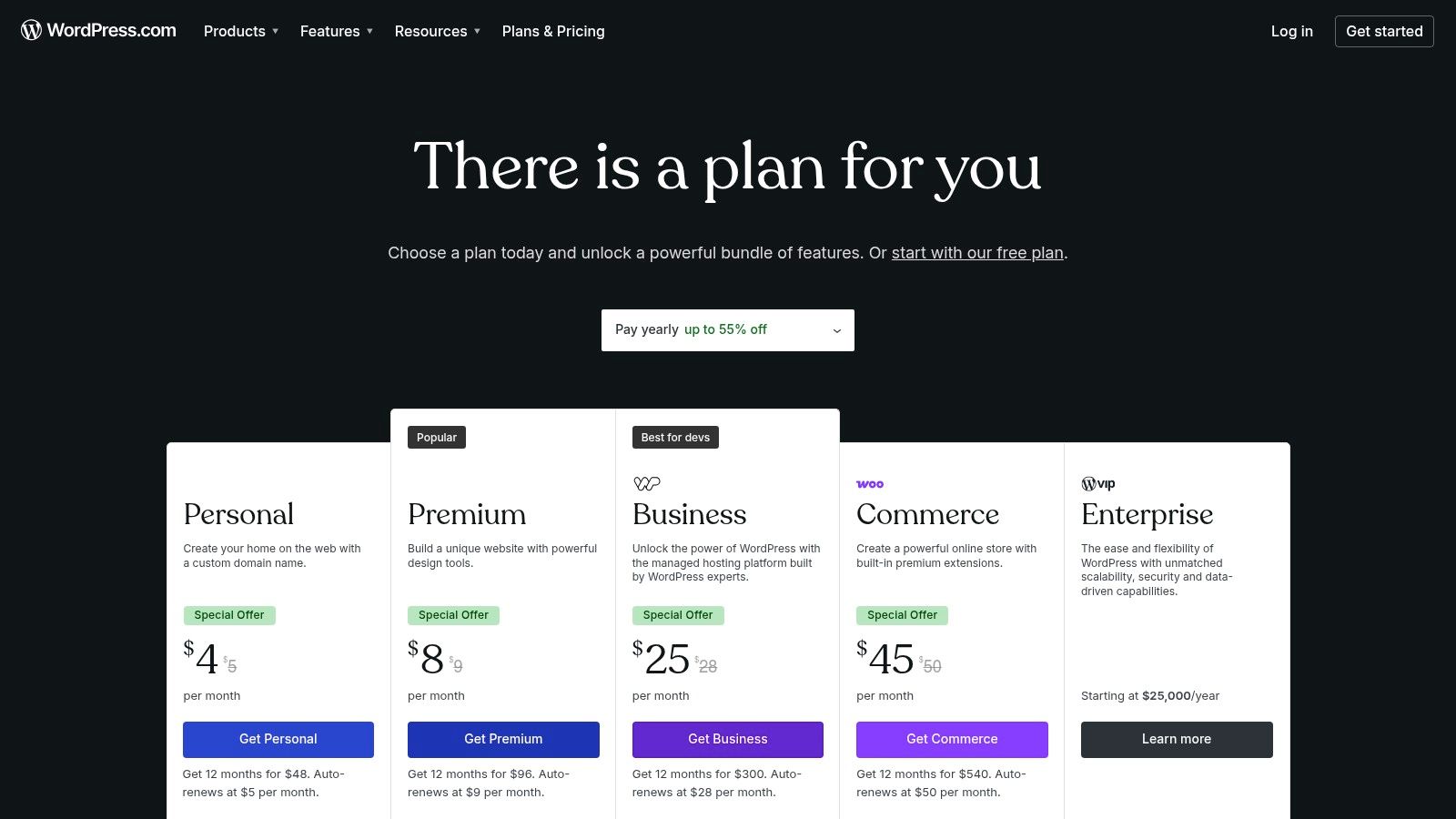 WordPress.com Pricing Plans