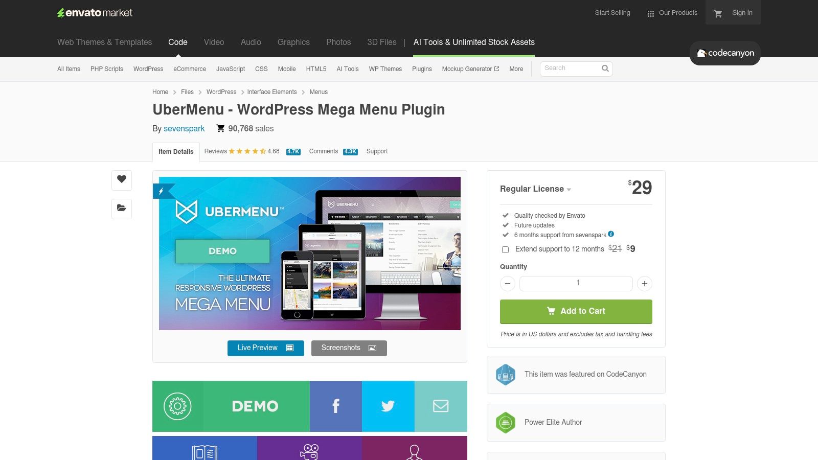 Envato Market (CodeCanyon/ThemeForest) — UberMenu example