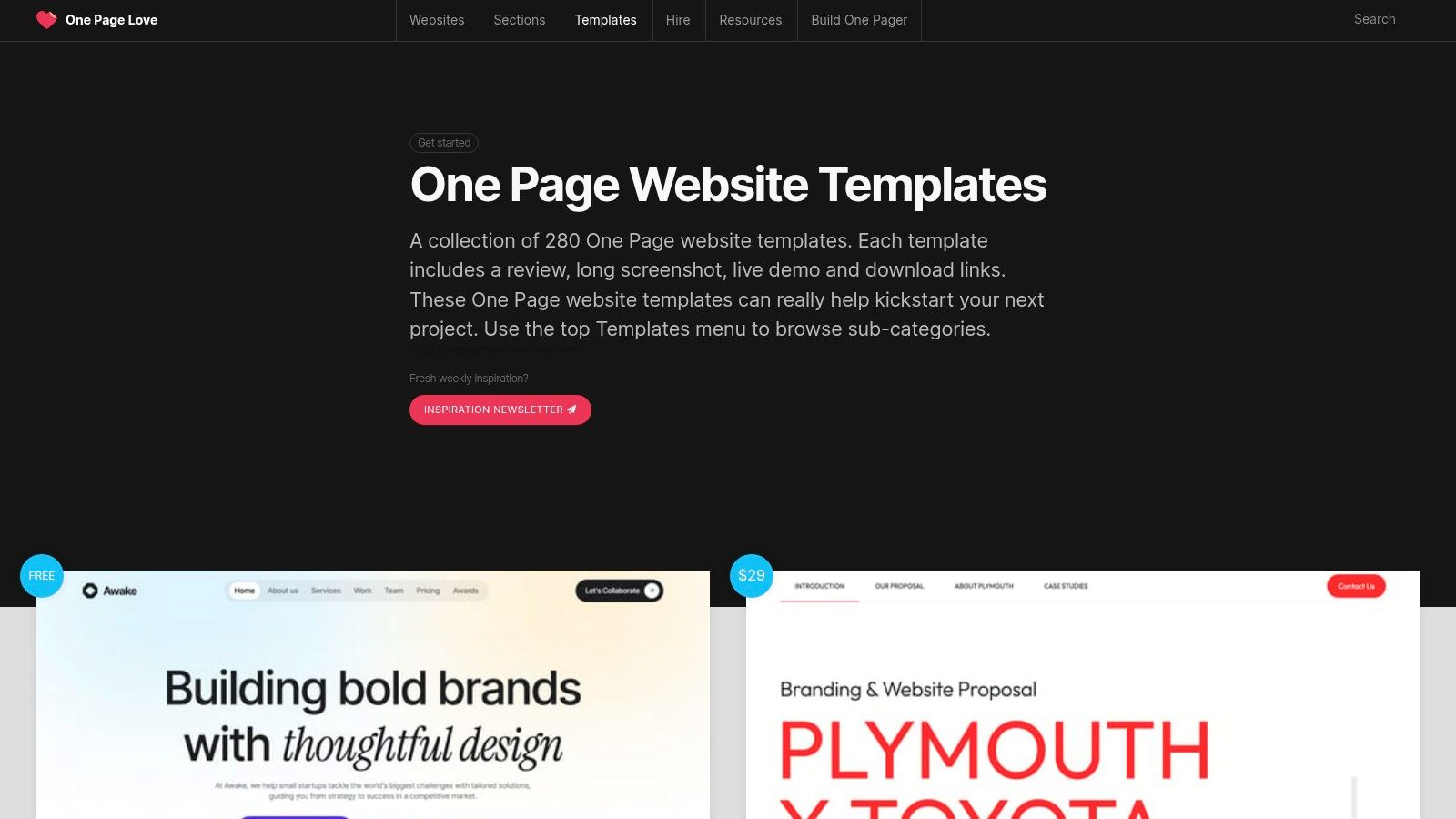 One Page Love – One-page Website Templates and Inspiration