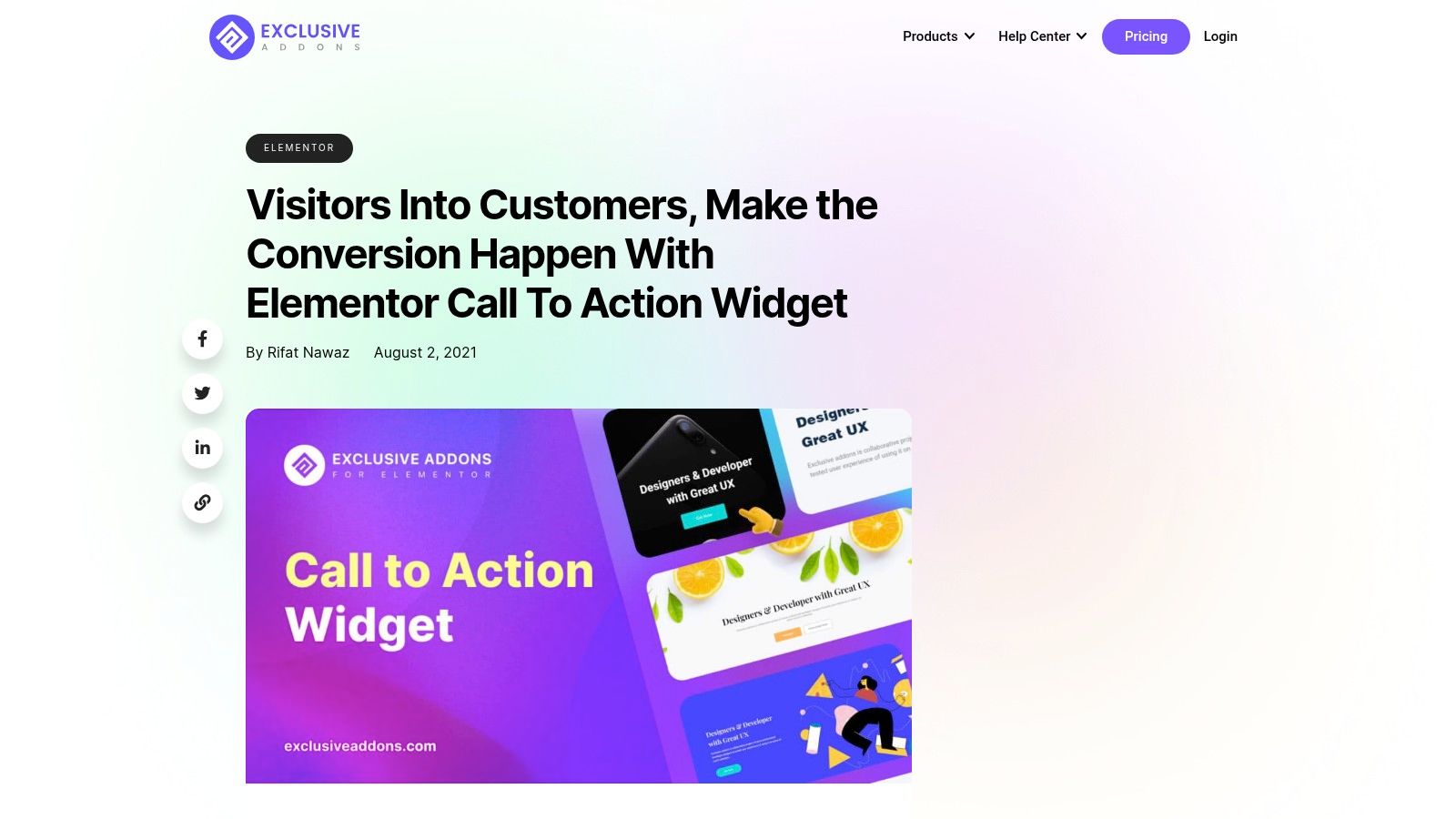 A sleek call-to-action section built with the Elementor Call To Action Widget, showcasing a headline, subtext, and two distinct buttons.