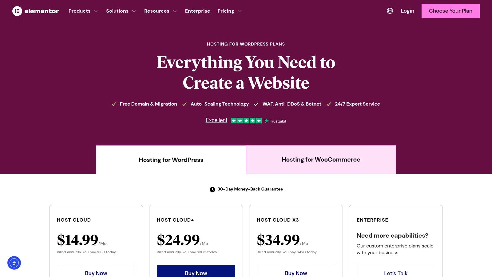Elementor Hosting Plans