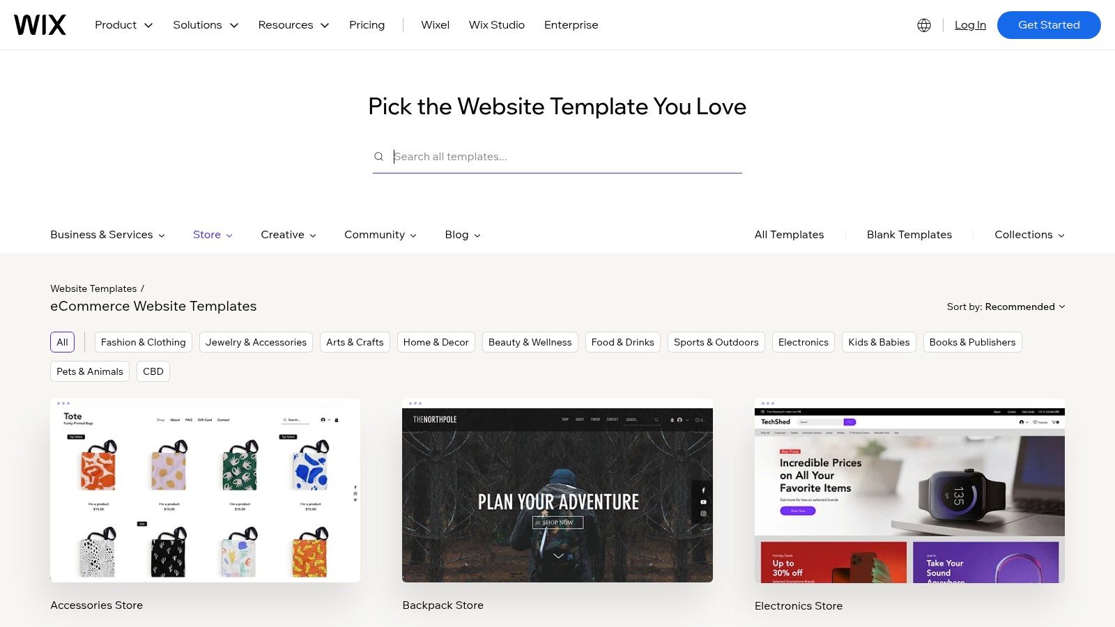Wix Templates — Online Store