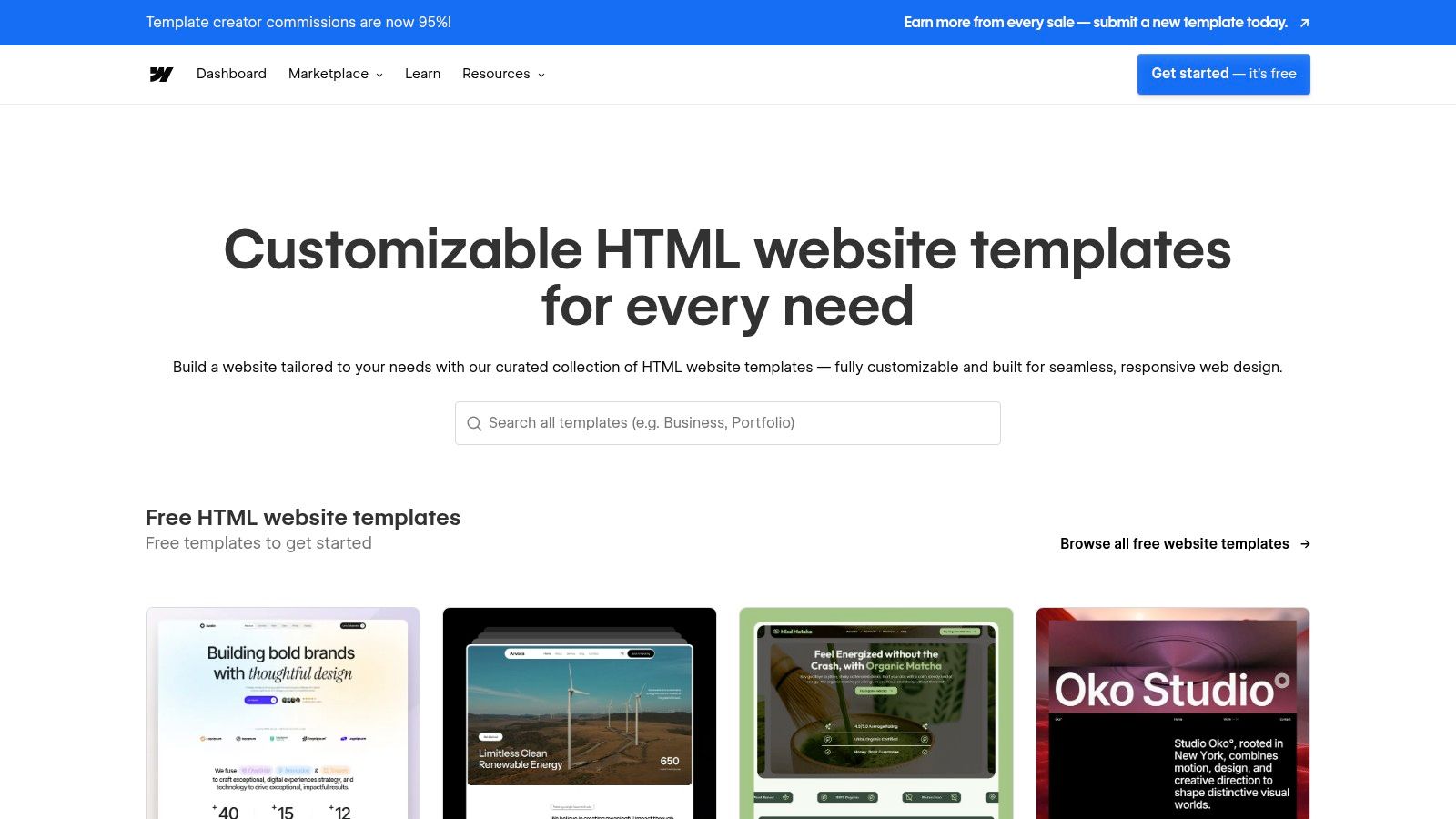 Webflow Template Marketplace