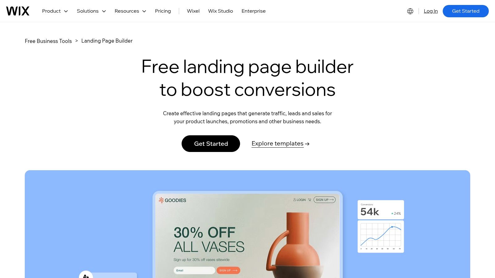 Wix Free Landing Page Builder + Templates