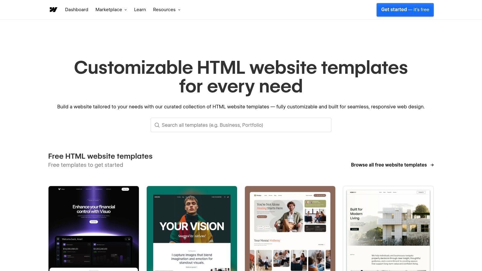 Webflow Templates Marketplace