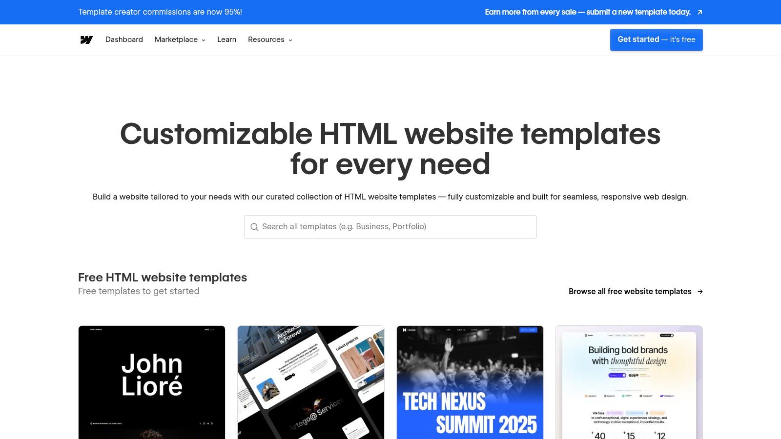 Webflow Template Marketplace