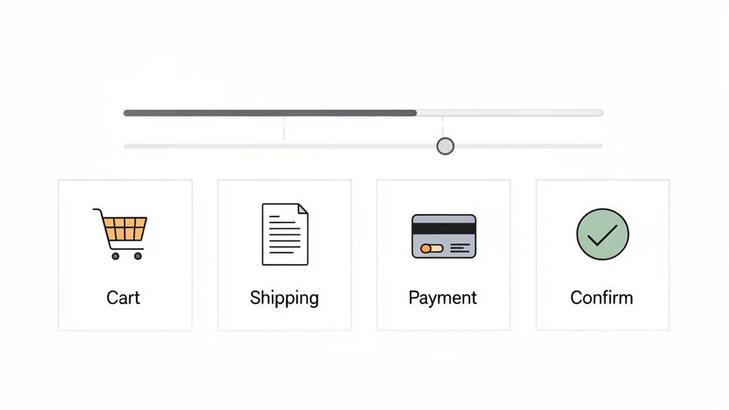 Progress bar showing online checkout steps: Cart, Shipping, Payment (current), and Confirm.