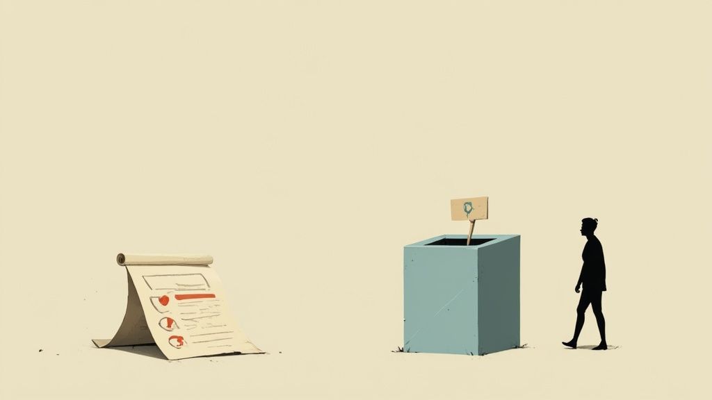 A person looking frustrated while working on a laptop, representing the failure of old feedback methods.