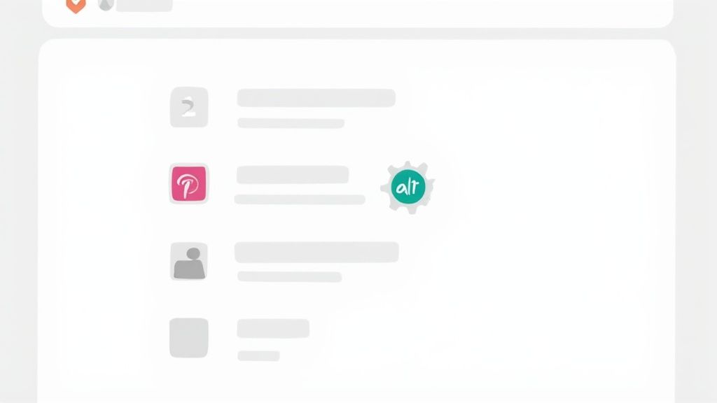 Loading placeholder interface showing gray skeleton screens with app icons for social media platforms