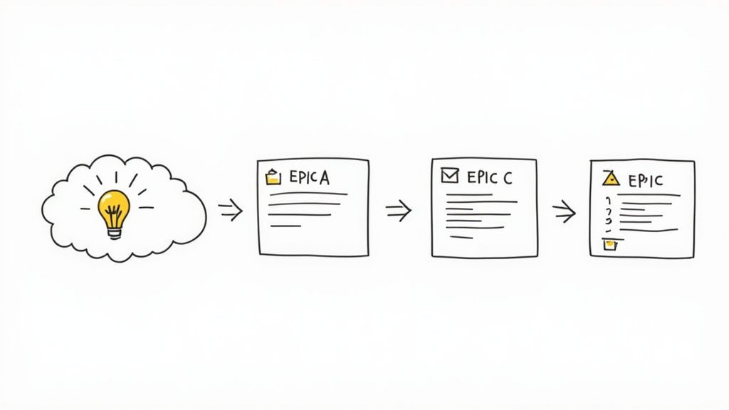 A product roadmap template showing different stages and priorities.