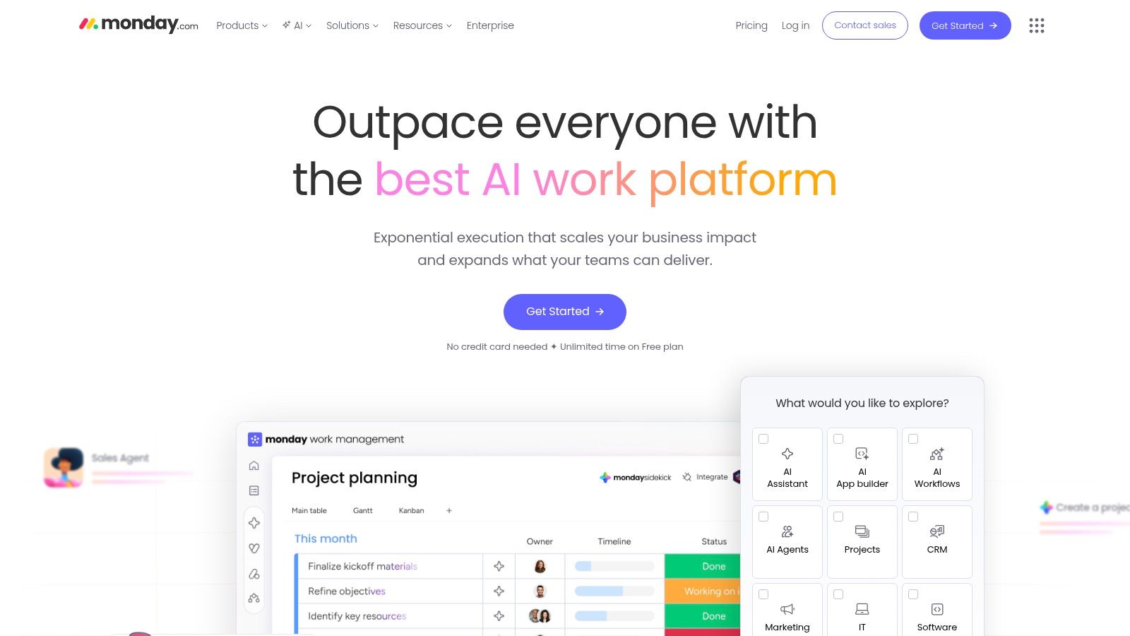 monday.com dashboard showing project tracking and tasks