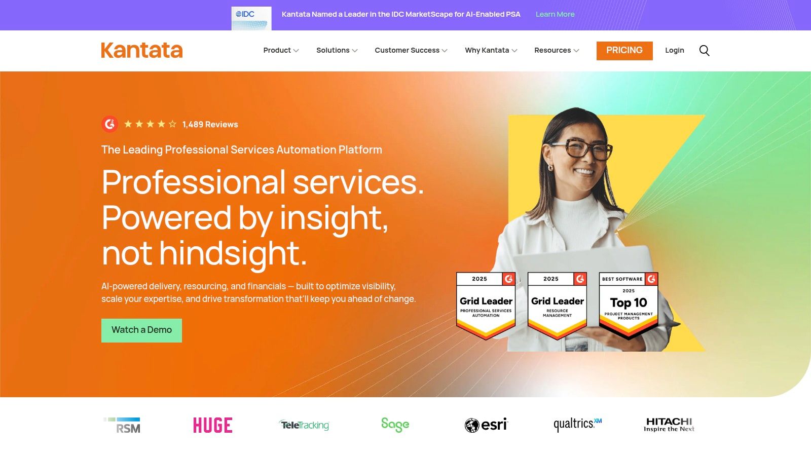 Kantata's PSA platform interface showing project and resource data