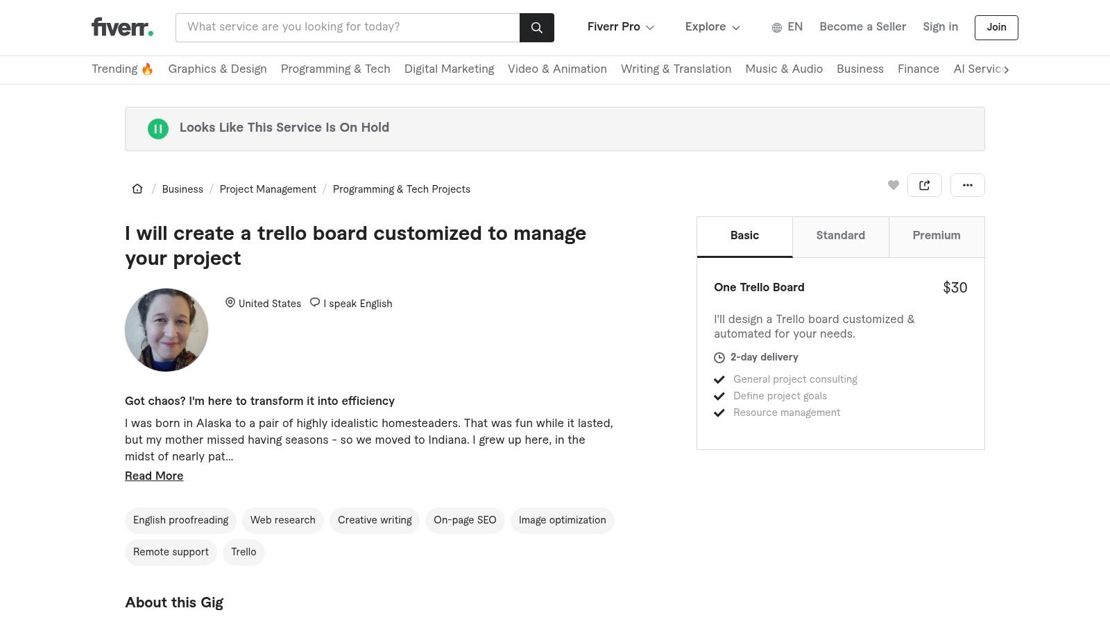 Fiverr – Custom Trello template/board setup services