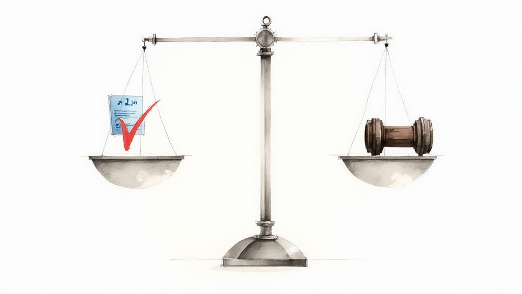 Eine Lupe über einer digitalen Kunstlandschaft, die verborgene Details hervorhebt