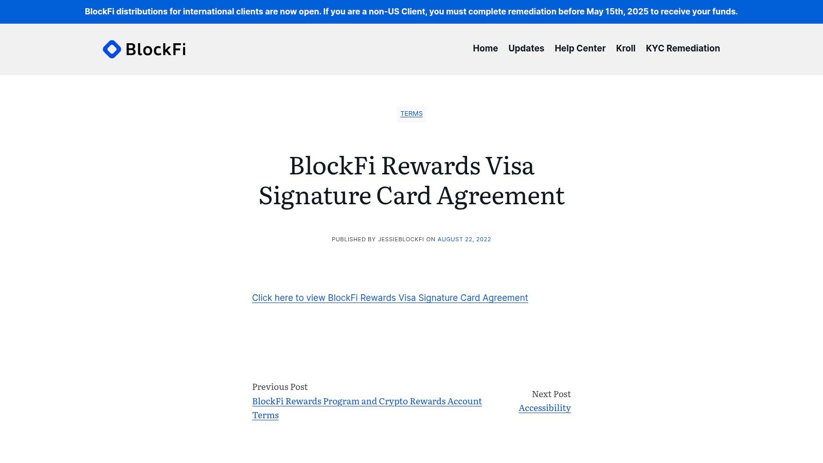 BlockFi Visa Signature Credit Card
