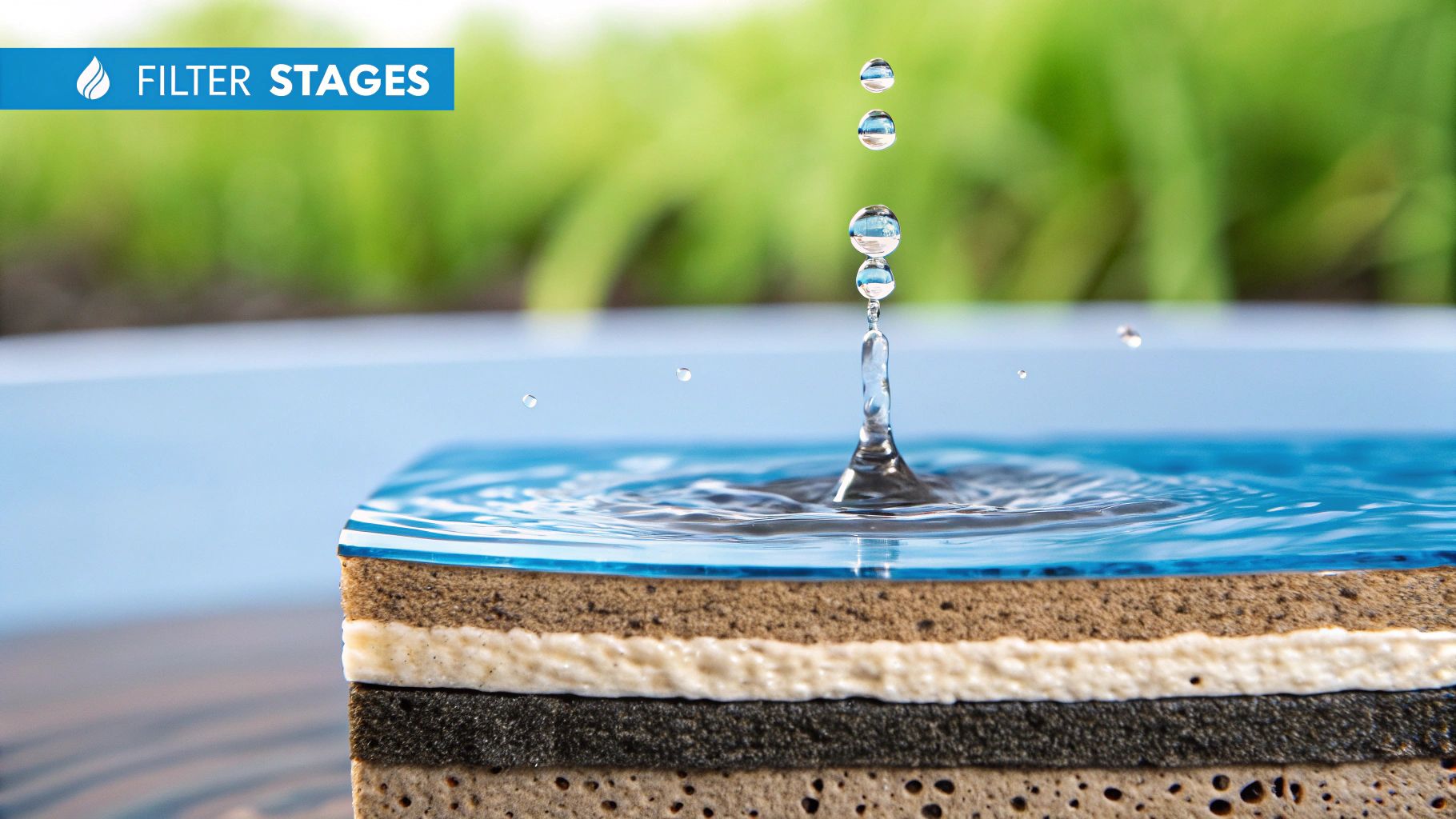 Water drop passing through a reverse osmosis system