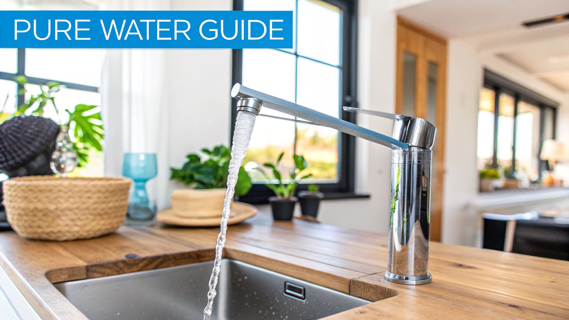 A modern whole house water filter system installed in a clean utility room