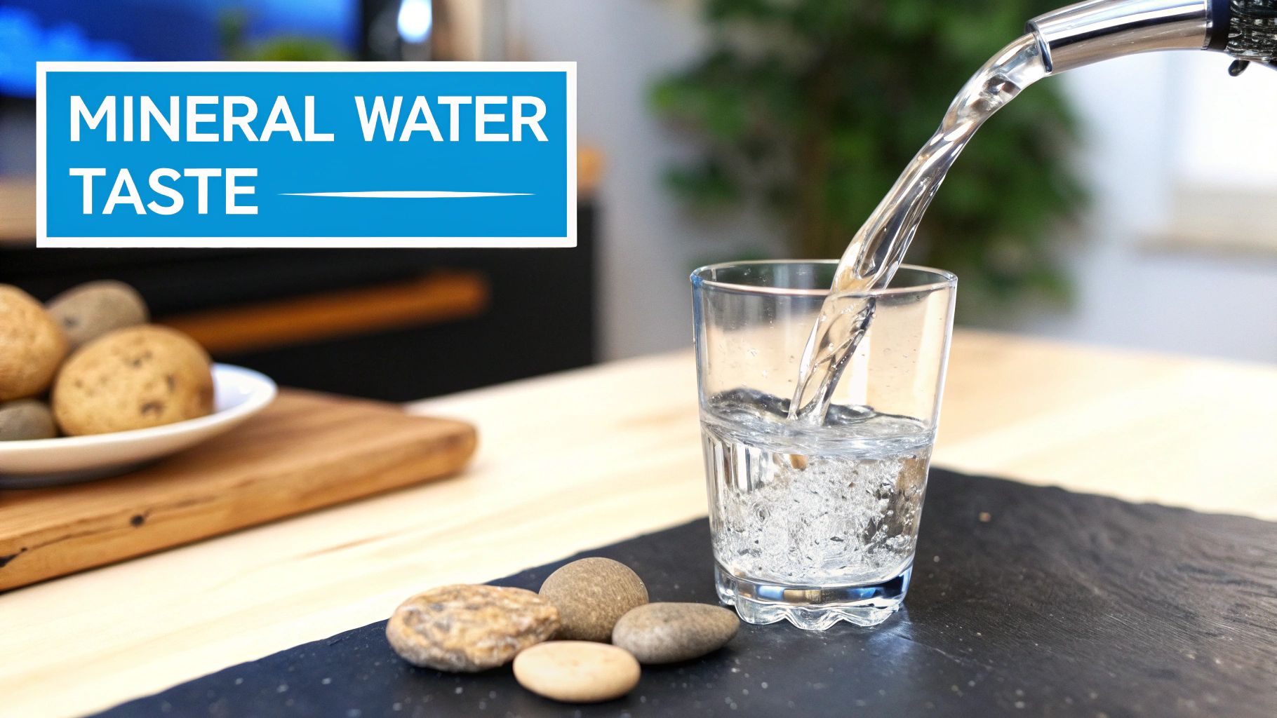 A clear stream flowing over smooth, multi-colored rocks and minerals