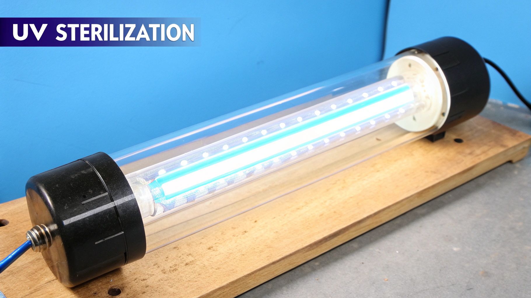 A family smiling and drinking glasses of clean water in their modern kitchen.