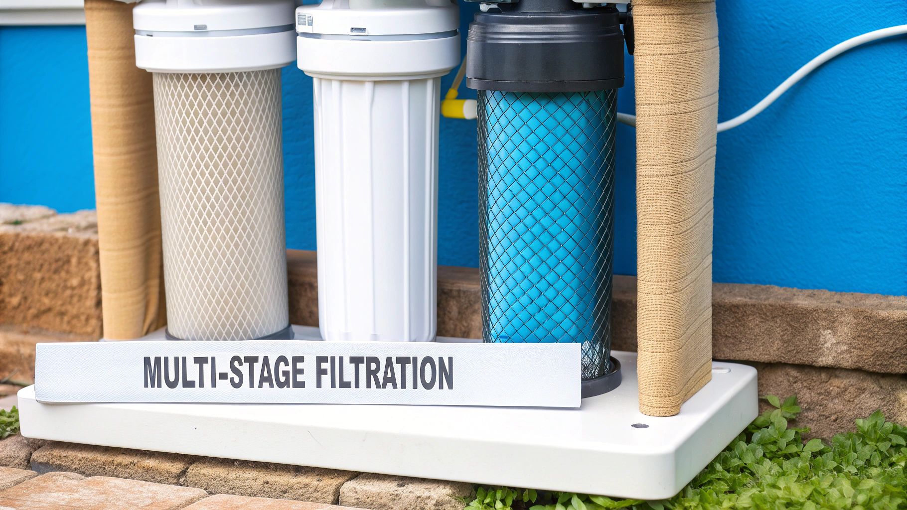 A diagram showing the different stages of a whole house water filtration system.