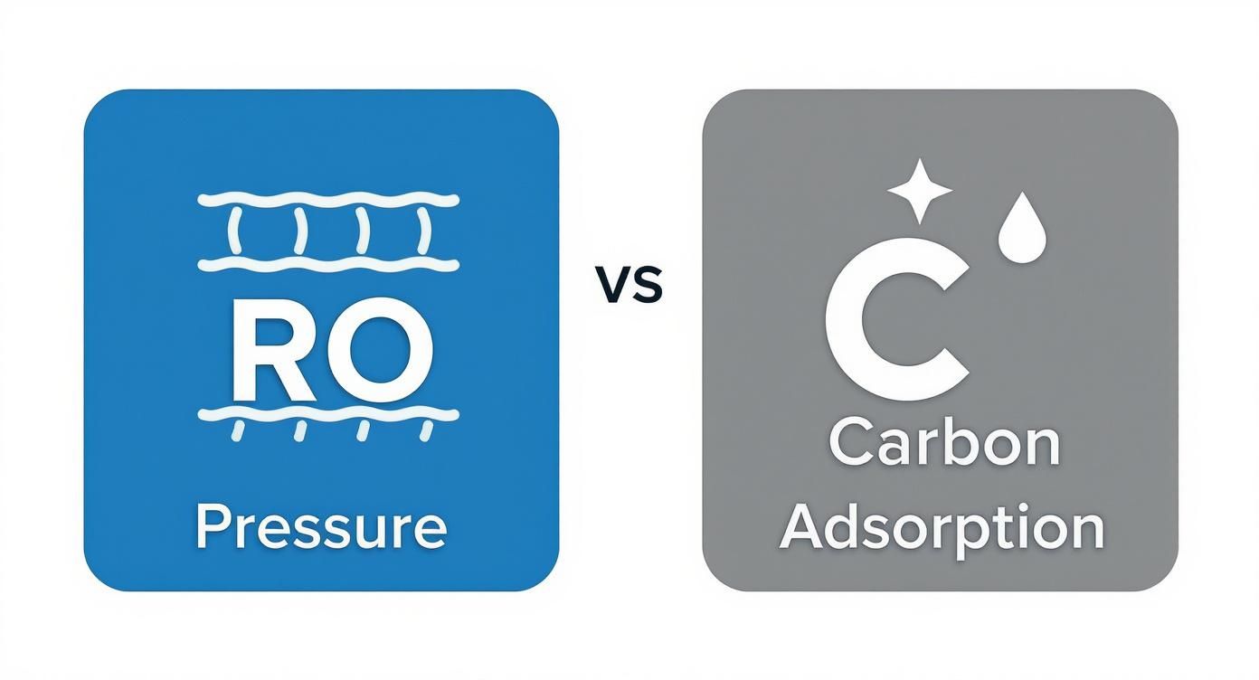 Infographic about reverse osmosis vs carbon water filtration