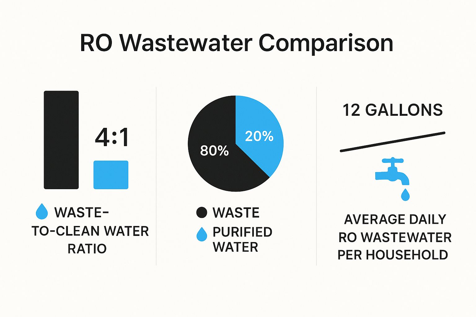 Infographic about reverse osmosis system water waste