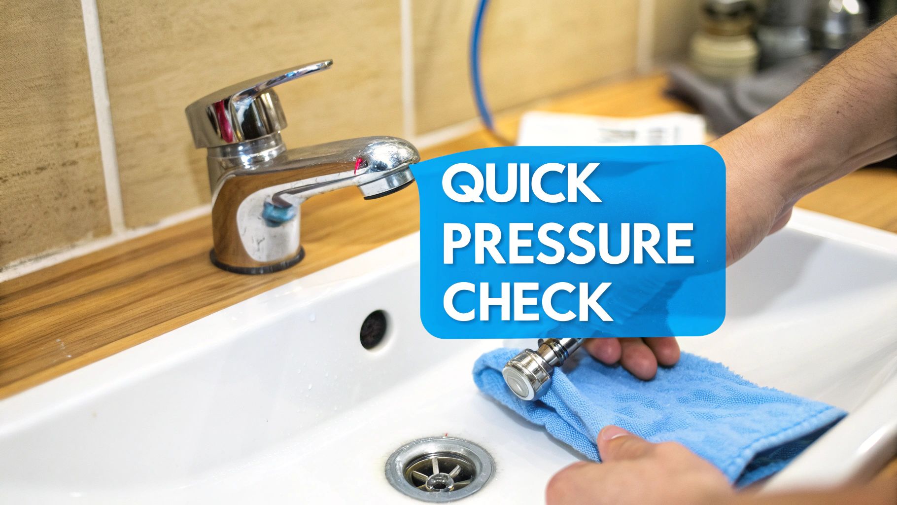 Man inspecting his home water filtration system