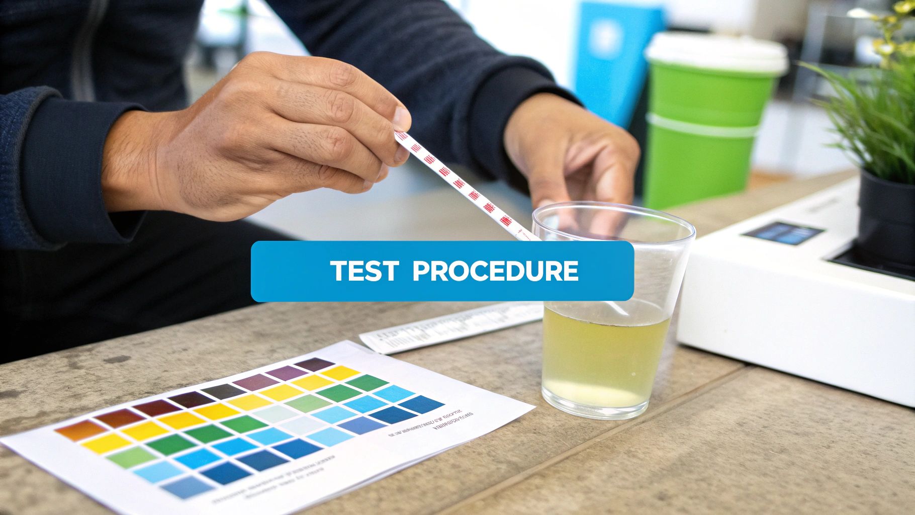 A person comparing two different water quality testing kits at a table.