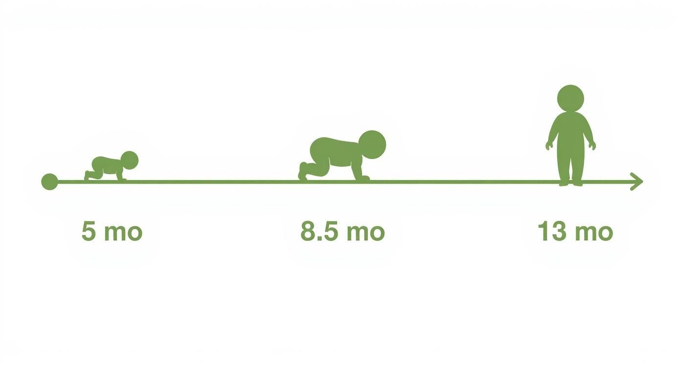 Infographic about when do babies start crawling