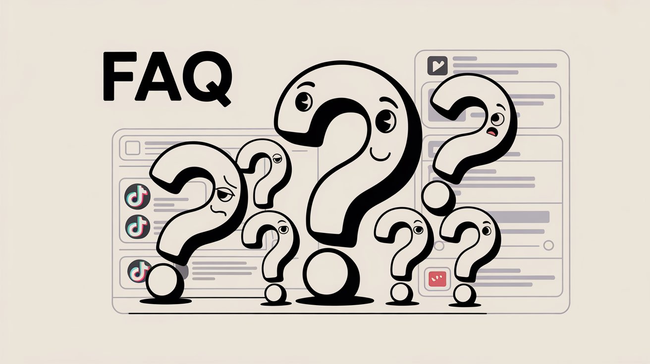 FAQ illustration with question marks representing common questions about TikTok posting frequency