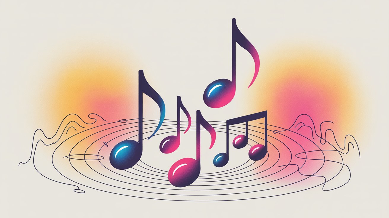 Trending TikTok sounds visualization with musical notes and sound waves showing viral audio momentum