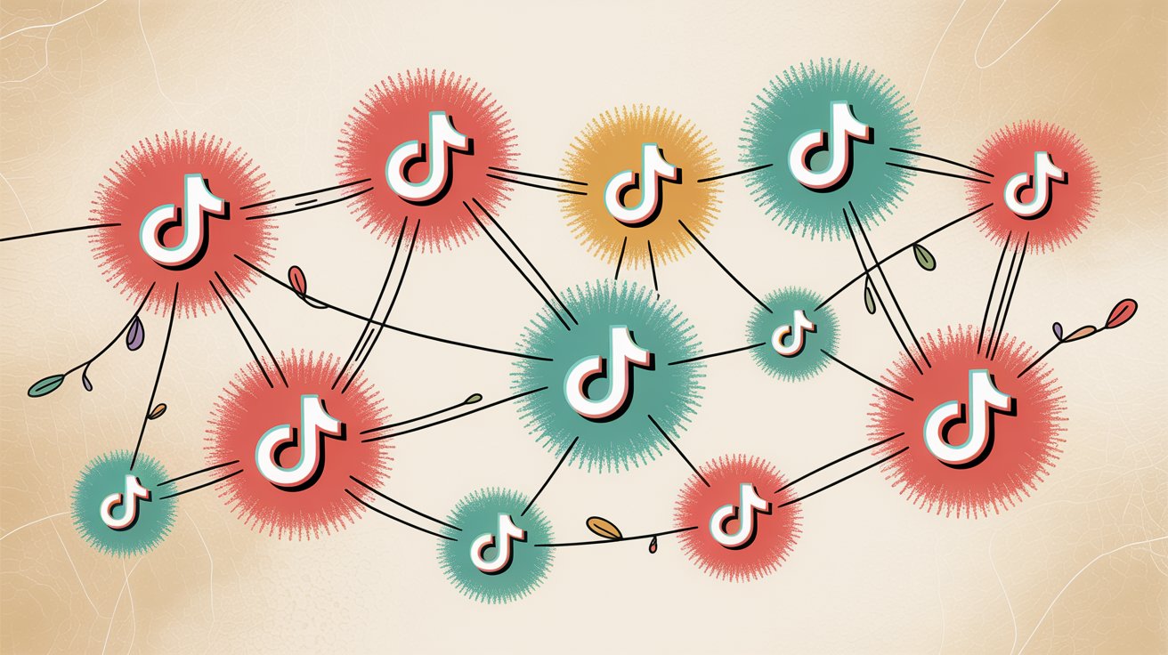 TikTok niche communities connecting through hashtags showing network of engaged audiences