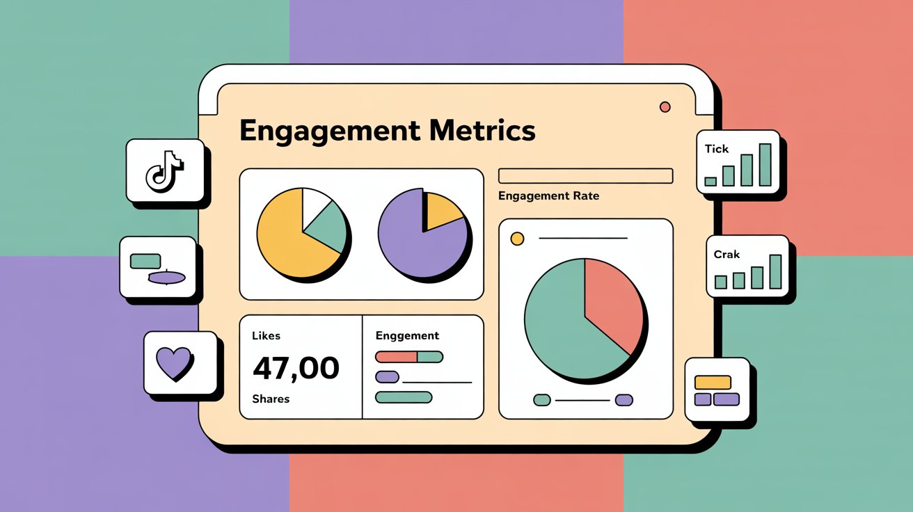 Engagement metrics dashboard showing likes, comments, shares, and engagement rate calculations