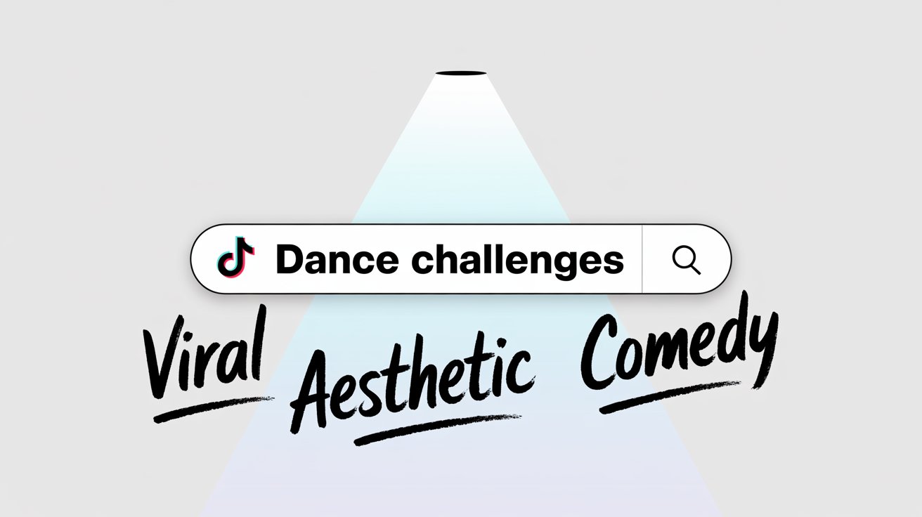 TikTok search bar showing trending keywords for SEO optimization and discovery