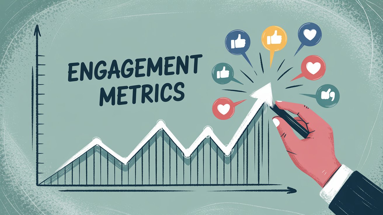 Engagement metrics visualization showing likes, comments, and shares performance