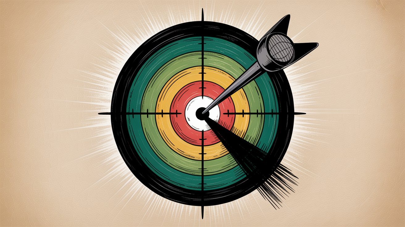Bullseye target with arrow hitting center representing precise audience targeting for content creation