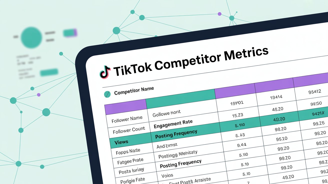 Data collection spreadsheet showing organized competitor metrics tracking with follower counts, engagement rates, and performance indicators