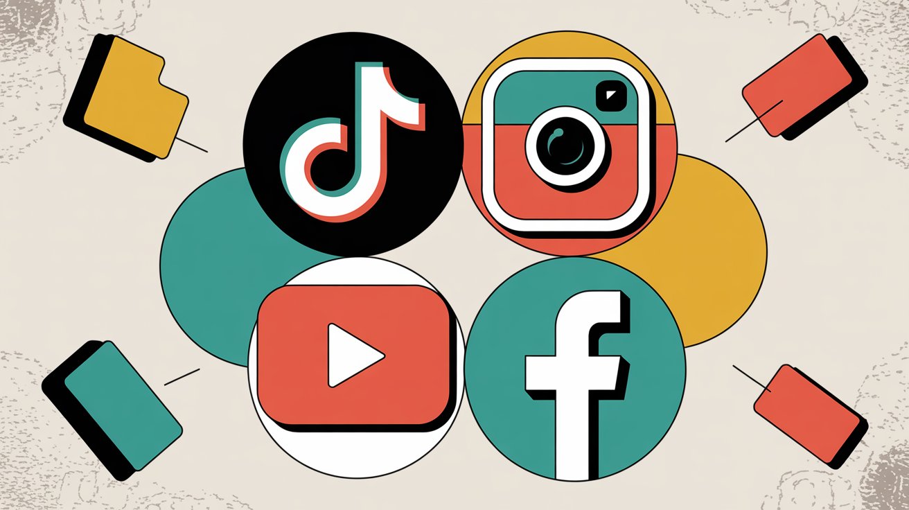 Social media platform comparison showing TikTok, Instagram, YouTube, and Facebook logos