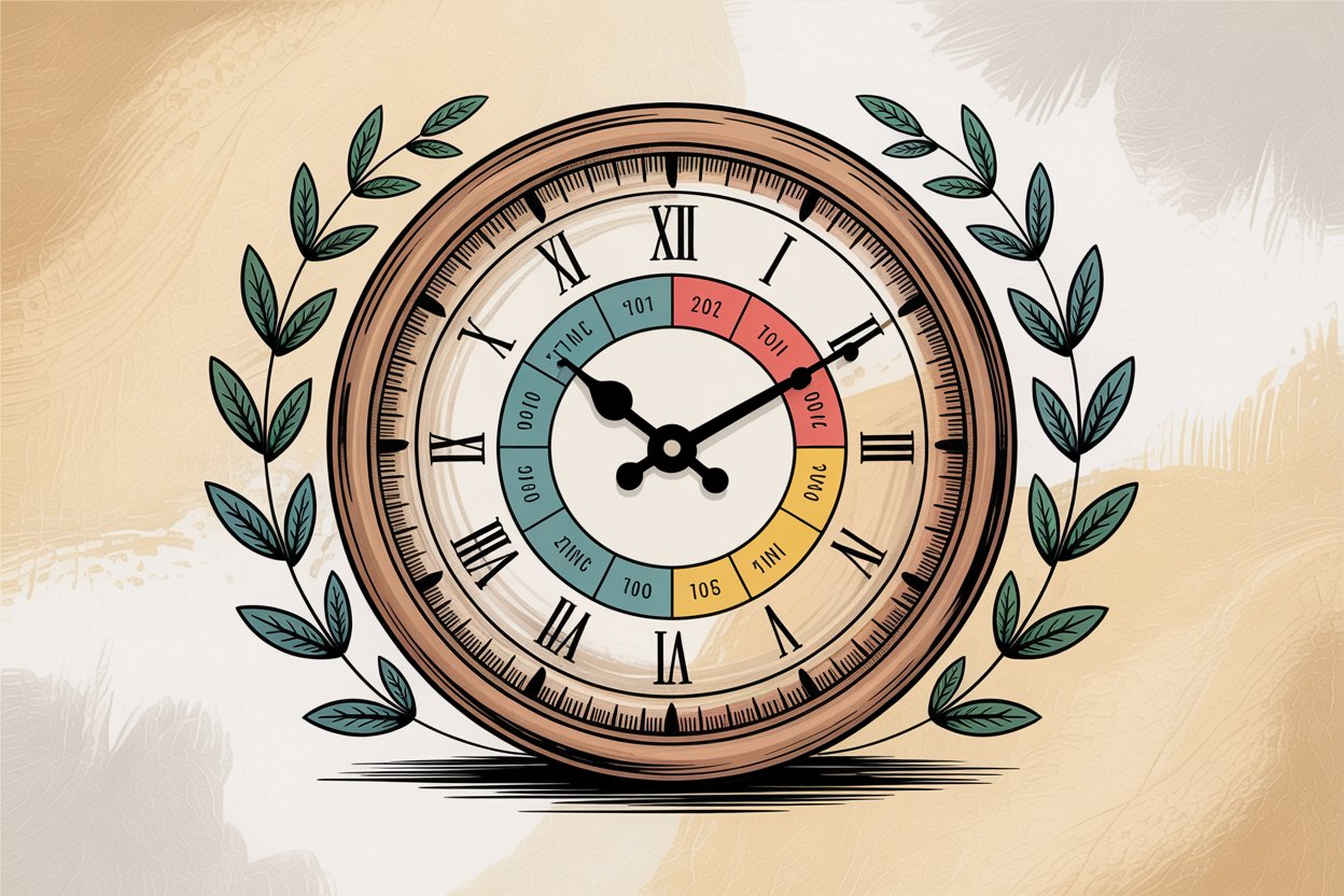 Optimal posting time visualization showing clock and calendar for audience activity patterns