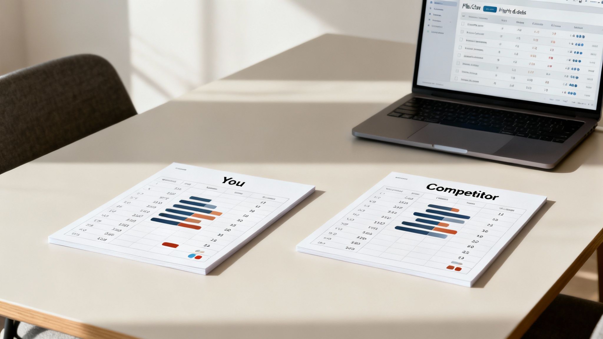 A chart showing win-loss rates against different competitors, highlighting strategic insights.