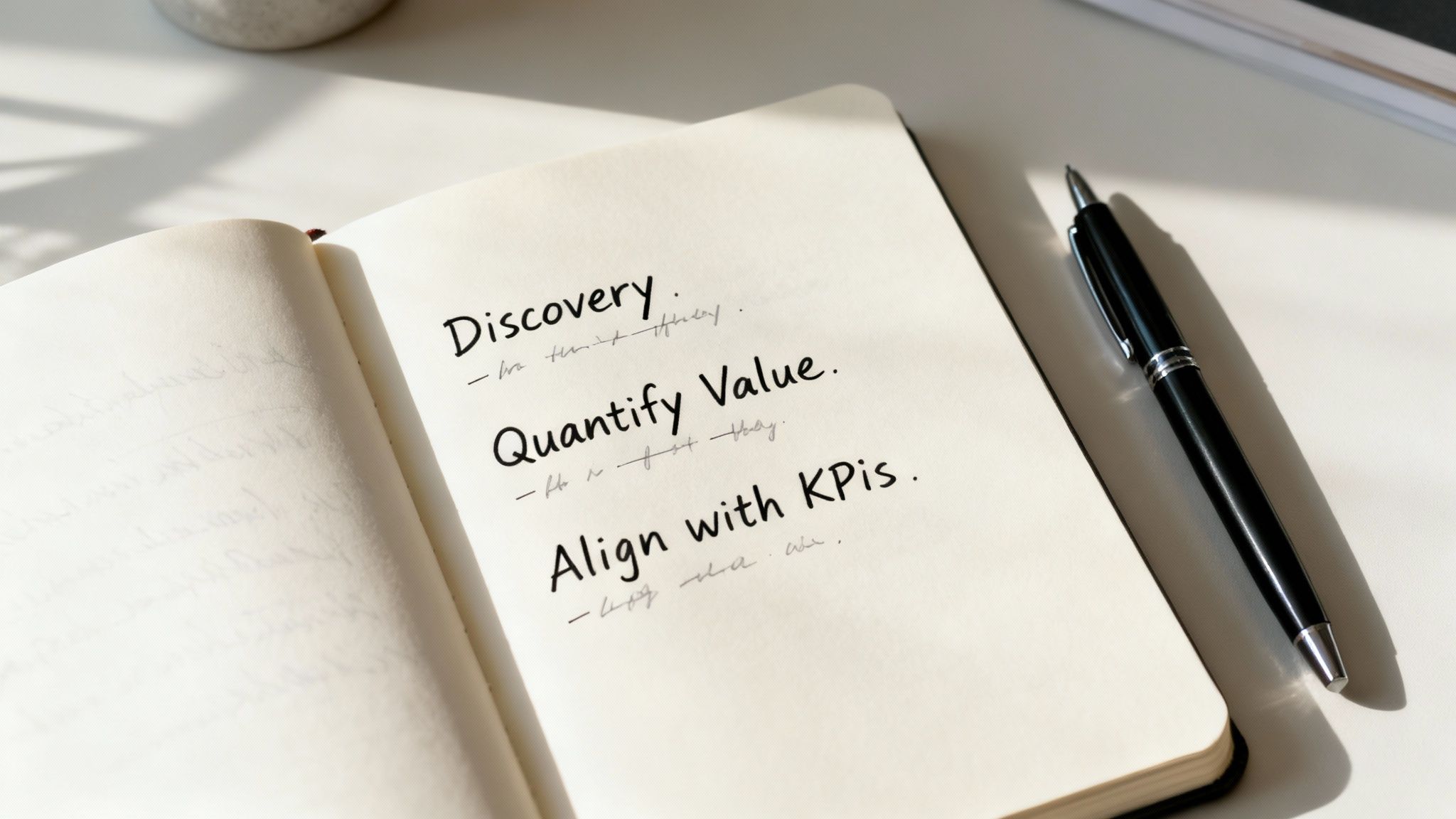 A group of sales professionals in a modern office, using charts and graphs to illustrate business value during a meeting.