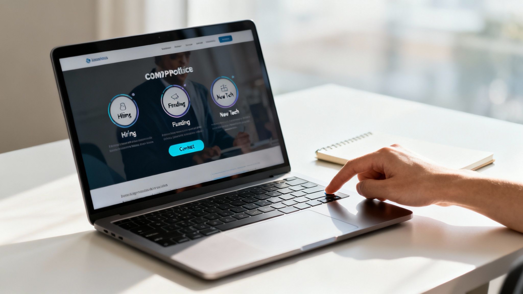 A person writing on a laptop, symbolizing the creation of personalized messages for outbound lead generation.