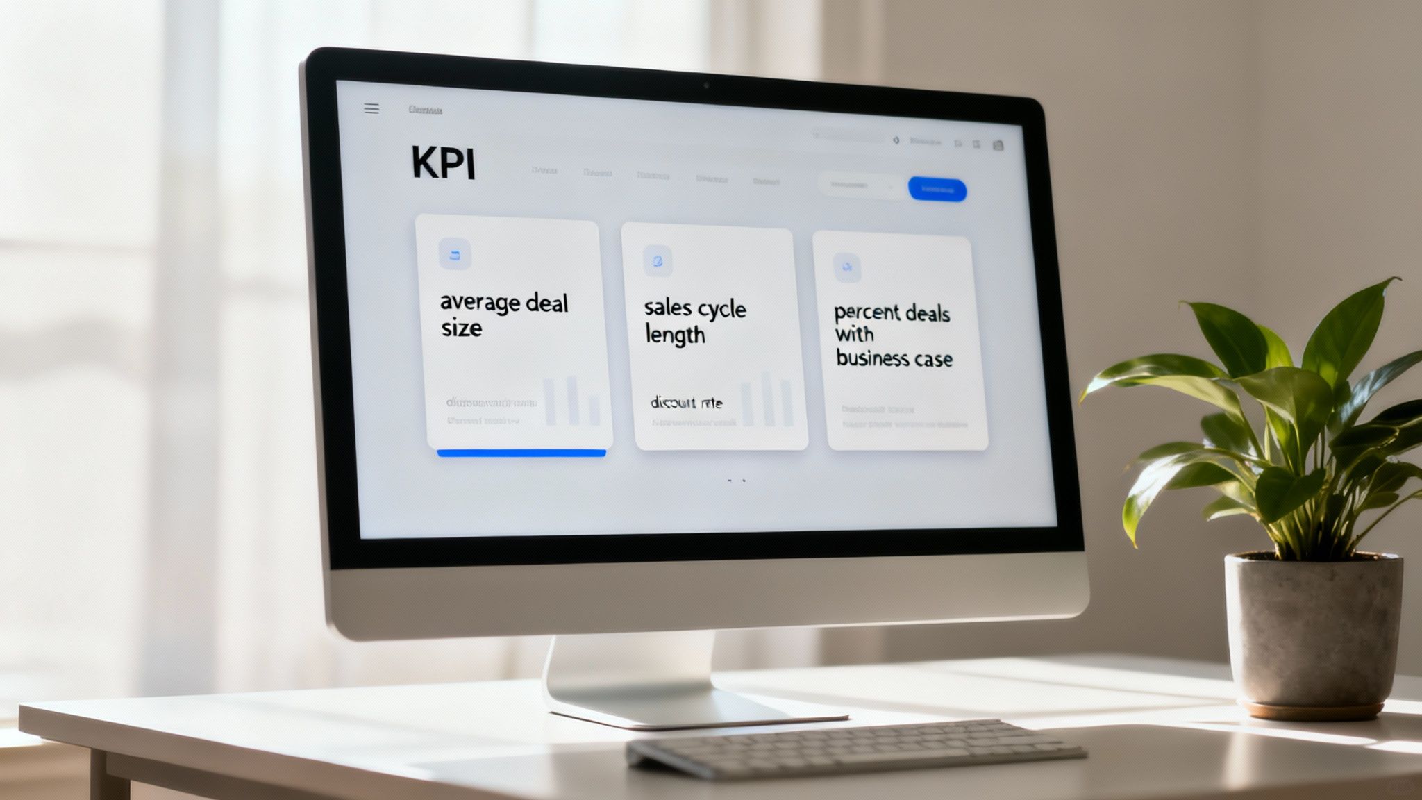 A sales dashboard showing upward trends in key metrics like deal size and win rate.