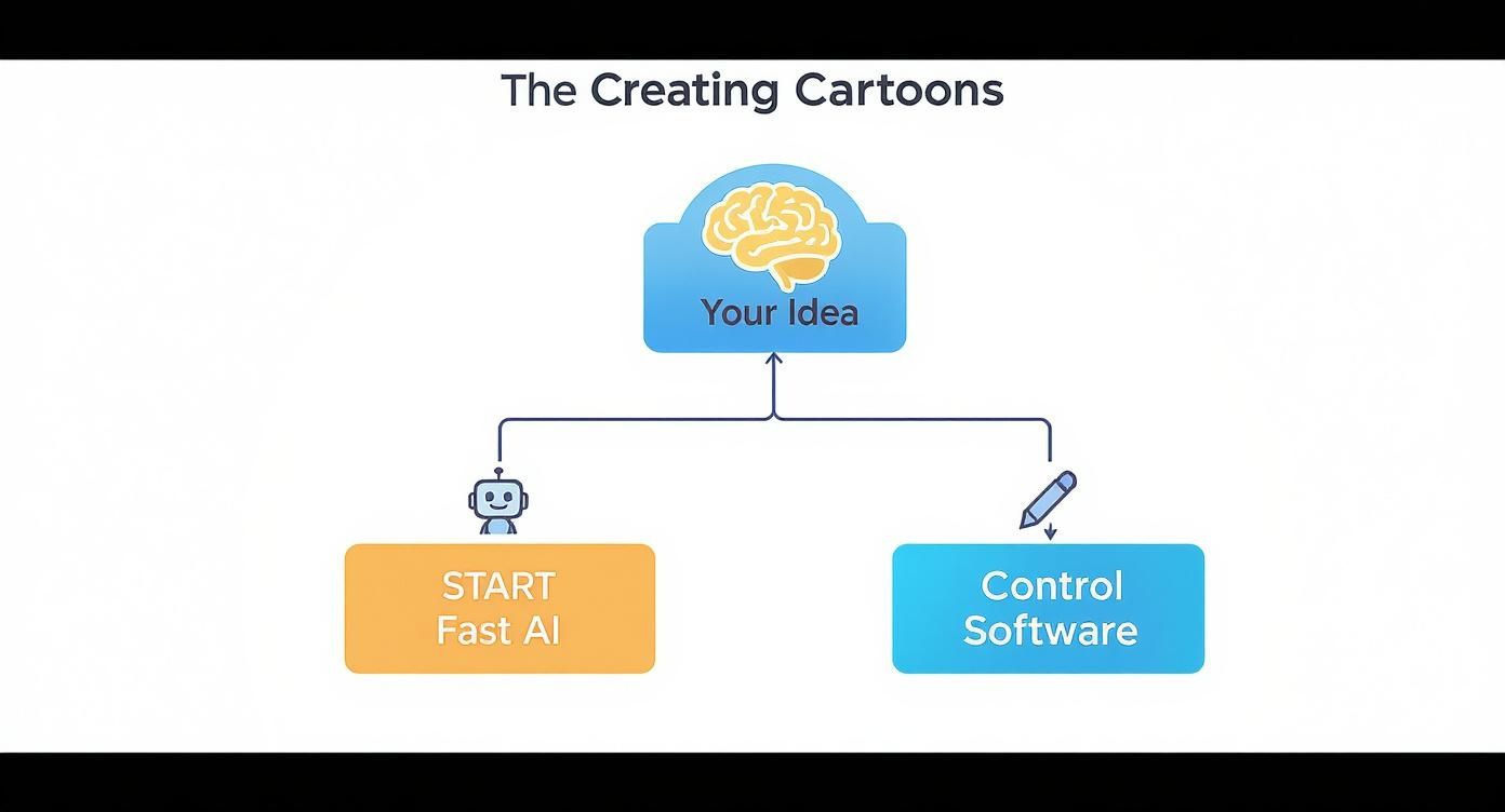 Infographic about how to create a cartoon picture