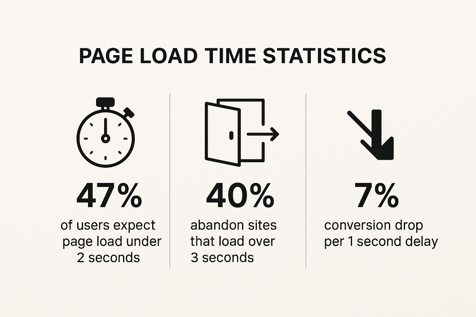 Infographic showing key data about Page Speed and Performance Optimization