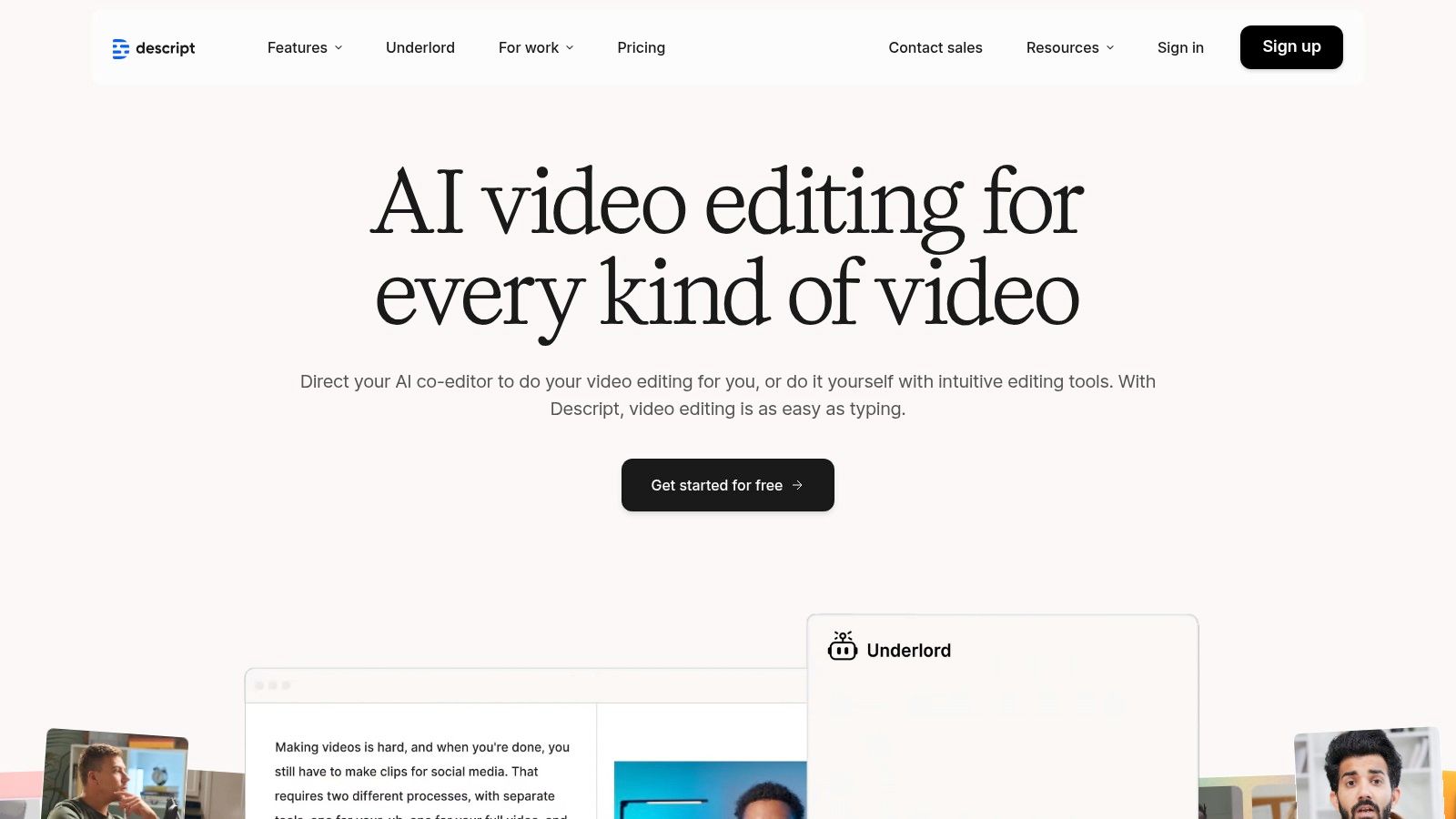 Descript – AI video/audio editor with “edit text like docs”