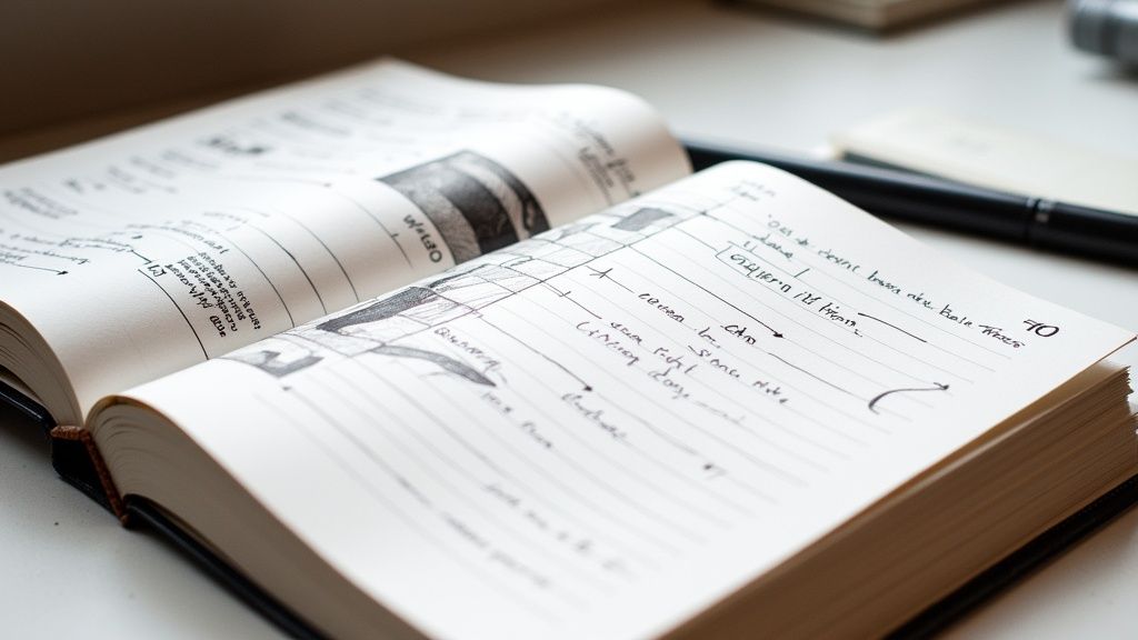 A person highlighting text in a book with many colorful sticky notes.